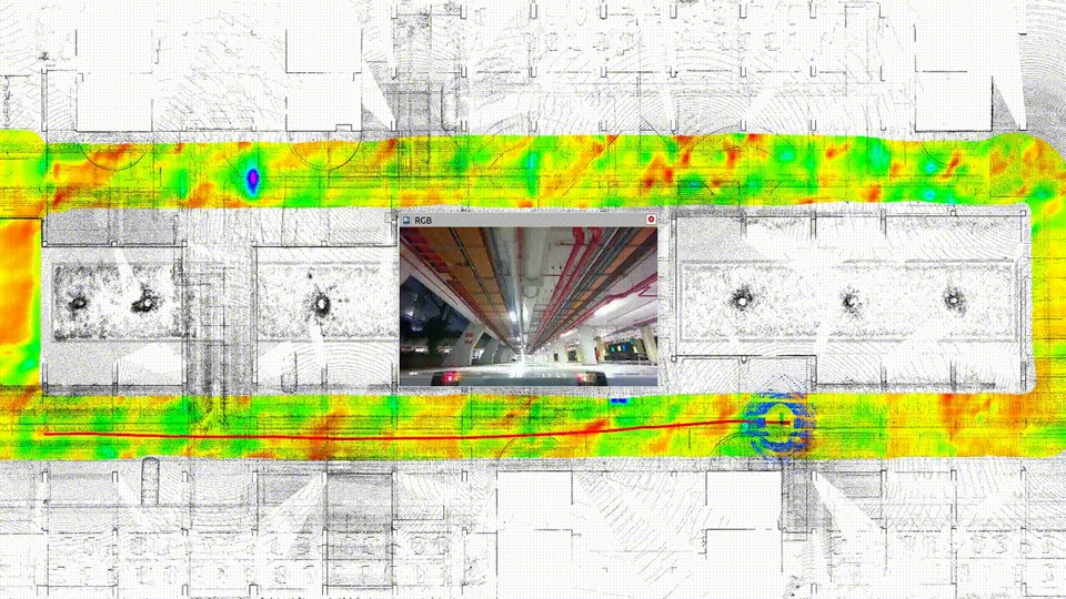 Frame from the AgileX Scout Mini car-park localization demonstration